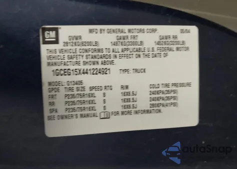 2004 Chevrolet Express z USA, uszkodzony, nr VIN 1GCEG15X441224921